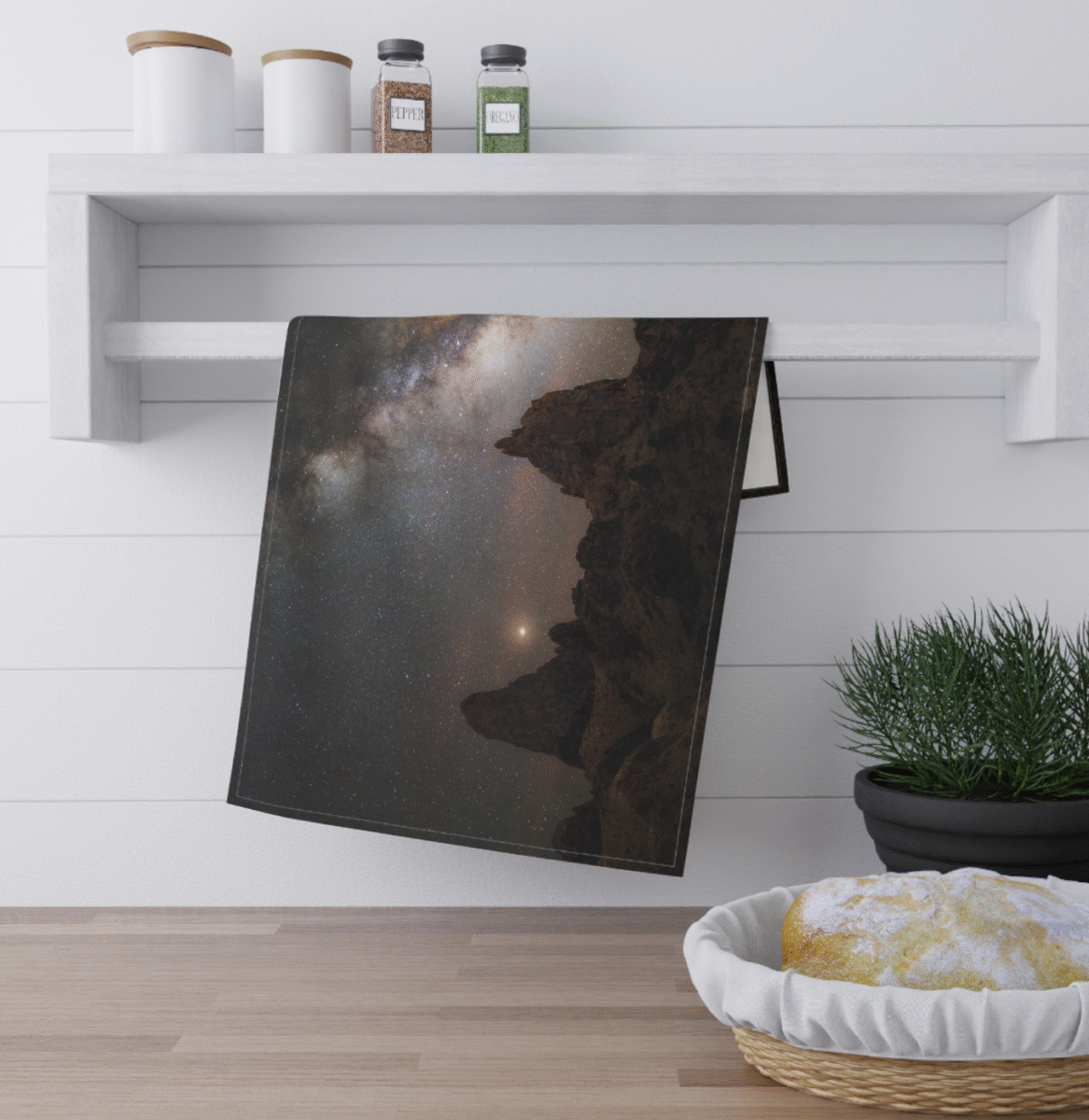 Milky Way galaxy stretching above the Mule Ears rock formation in Big Bend National Park.